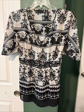 Apostrophe Black and White Printed Midi Dress